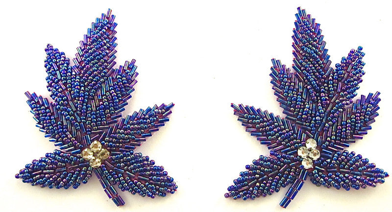 Leaf Pair with Moonlite Beads 3.5