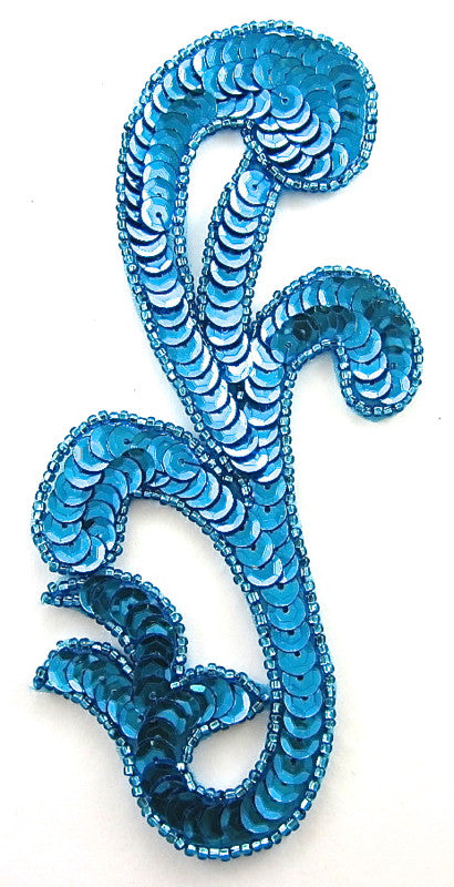 Designer Motif with Turquoise Sequins and Beads 5.5" x 3"
