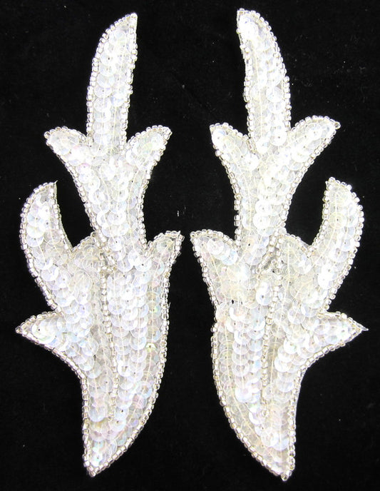 Leaf Pair with Iridescent Sequins and Beads 7" x 2.5"