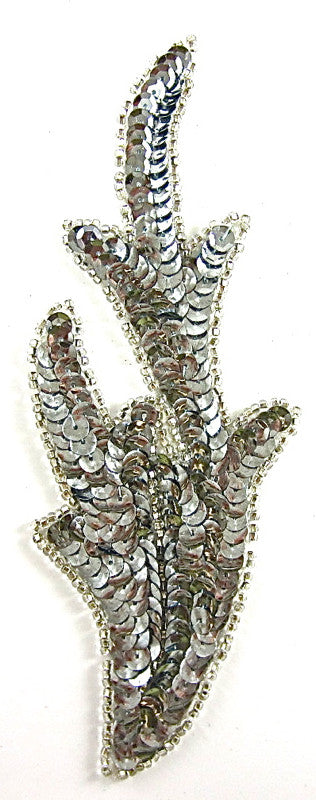 Leaf with Silver Sequins Silver Beads 7