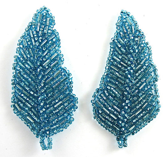 Leaf Pair with Turquoise Beads 3" x 2.5"
