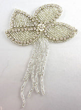 Load image into Gallery viewer, Flower Epaulet with Lazor Rhinestones and Pearls 6.5&quot; x 4.5&quot;
