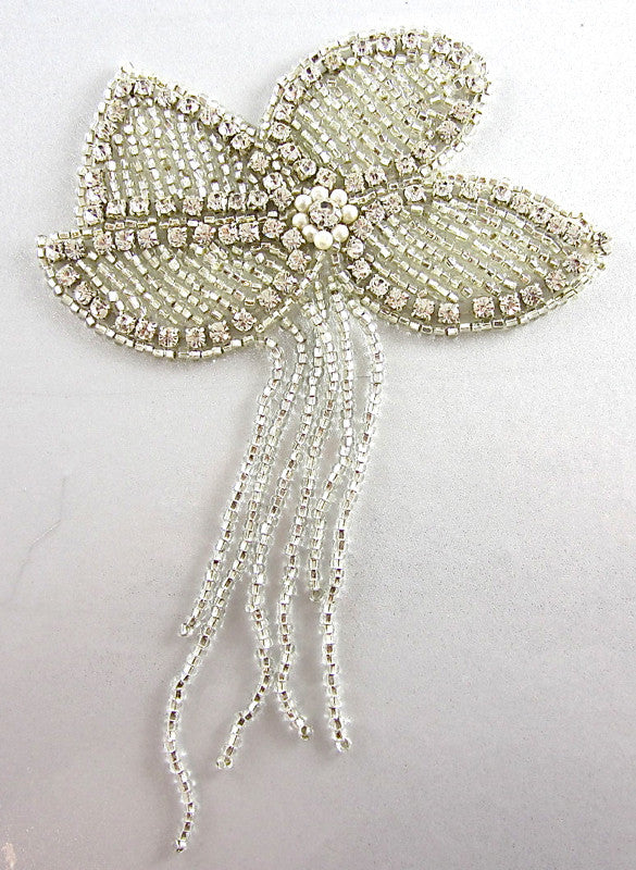 Flower Epaulet with Lazor Rhinestones and Pearls 6.5