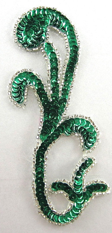 Designer Motif Single with Green Sequins and Silver Beads 5.5" x 2.5"