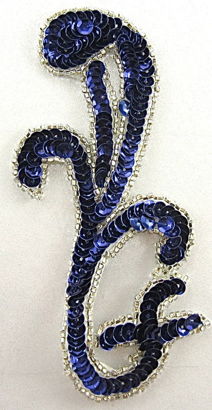 Designer Motif Single with Purple Sequins and Silver Beads 5.5" x 2.5"