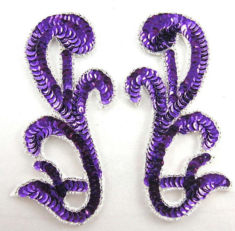 Designer Motif Pair with Purple Sequins Silver Beads 5.5