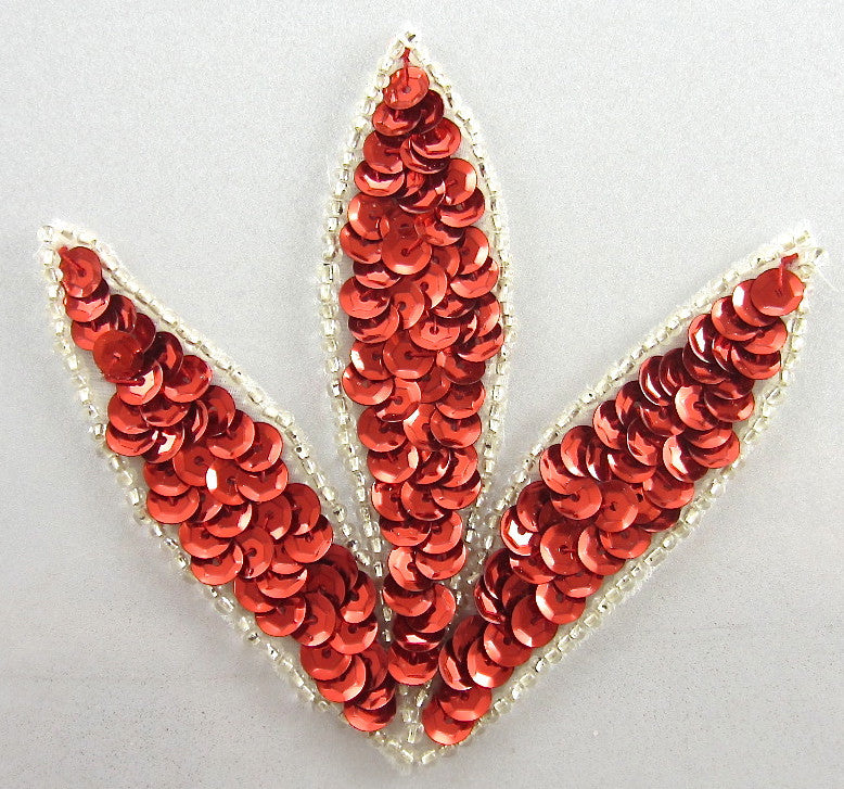 Choice of Color Leaf with Sequins and Silver Beads 3" x 3"