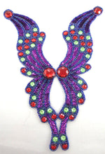 Load image into Gallery viewer, Designer Moti Bodice with Purple Red Green Sequins/Beads and Stones 12&quot; x 9&quot;