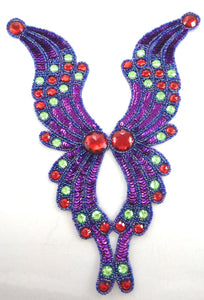 Designer Moti Bodice with Purple Red Green Sequins/Beads and Stones 12" x 9"