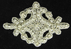 Designer Motif with Rhinestones and Silver Beads 2.5" x 3.75"