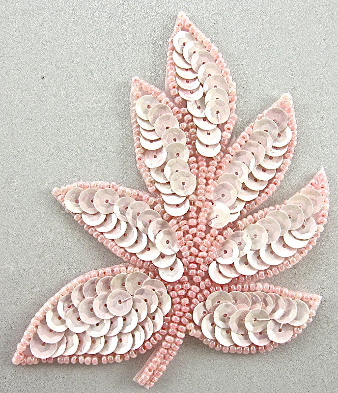 Leaf Ceylon Pink Sequins and Beads 4