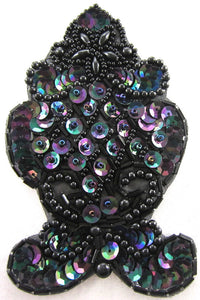 Designer Motif with Moonlight Sequins and Black Beads 4" x 2.5