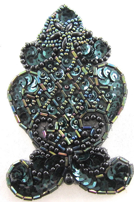 Designer Motif with Dark Mauve Sequins and Beads 4" x 2.5"