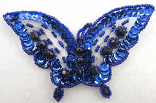Load image into Gallery viewer, Butterfly with Royal Blue Sequins and Raised Black Beads 3&quot; x 4&quot;