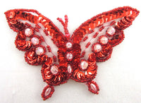 Butterfly Red Sequins and Raised Clear Beads 3