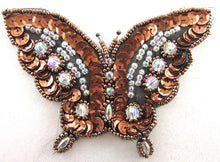 Load image into Gallery viewer, Butterfly with Bronze and Iridescent Sequins and Beads 3&quot; x 4&quot;