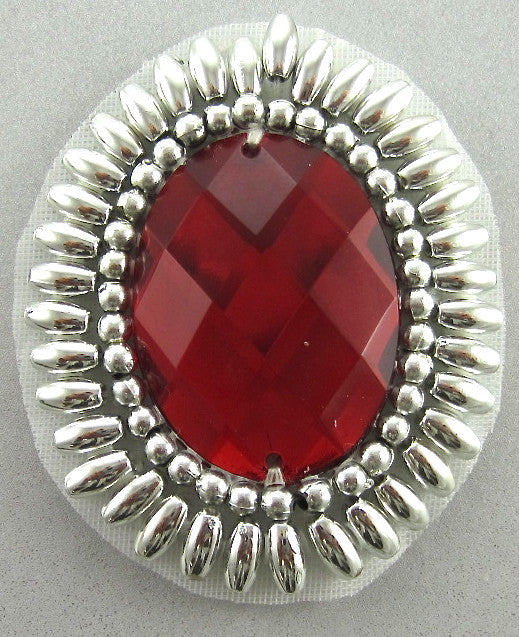 Designer Motif Accent Piece with Silver and Red 2" x 1.5"