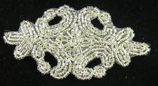 Designer Motif with Silver Beads 3.5" x 2"