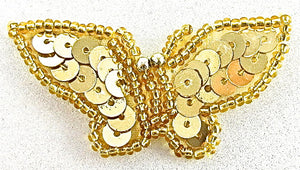 Butterfly with Gold Sequins and Beads 1" x 2"