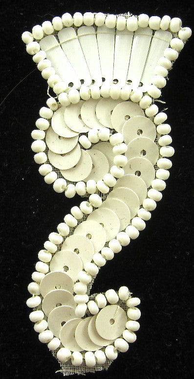 Designer Motif with White Sequins and Pearls 2.5" x 1"