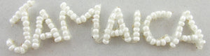 Jamaica Letters with White Beads .5" x 3"