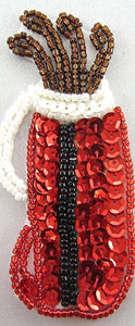 Golf Bag with Red and Black and Bronze Sequins and Beads 3.5" x 1.5"