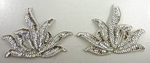 Load image into Gallery viewer, Leaf Pair with Silver Sequins and Beads 5.25&quot; x 6.5&quot;