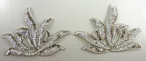 Leaf Pair with Silver Sequins and Beads 5.25" x 6.5"