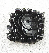 Symbol "Period" for End of Sentences Black Sequins and Beads 1/5"