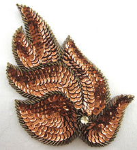 Load image into Gallery viewer, Leaf Pair with Bronze Sequins and Beads 6&quot; x 5&quot;