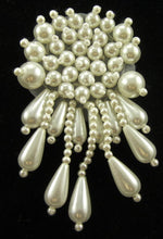 Load image into Gallery viewer, Epaulet with all White Pearl Beads 3&quot; x 2&quot;