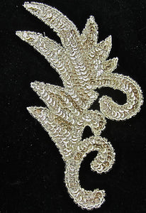 Leaf with Shiny Gold Silver Sequins and Beads 8" x 4"