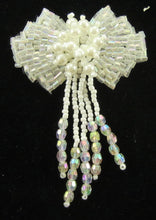 Load image into Gallery viewer, Epaulet with fringe Iridescent Beads and Pearls and White Beads 3&quot; x 2.25&quot;