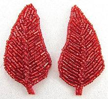 Load image into Gallery viewer, Leaf Pair with 4 Variant Colors Royal Blue, Pink, Red, Black Beads 3&quot; x 1.5&quot;