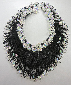 Designer Motif Neckline Hundred Black and Iridescent Beads 10"x12"