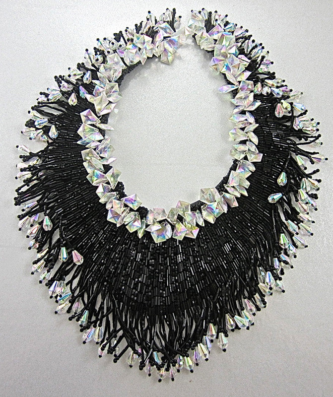 Designer Motif Neckline Hundred Black and Iridescent Beads 10