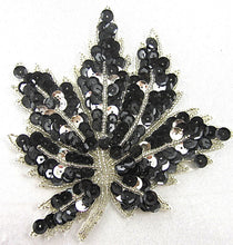 Load image into Gallery viewer, Leaf with Silver and Black Sequins and Beads 5&quot; x 4.5&quot;