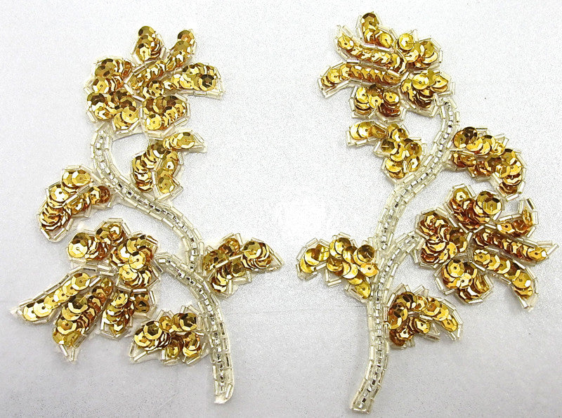 Flower Pair with Gold Sequins Silver Beads 5