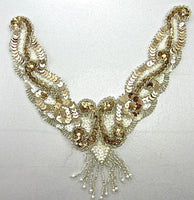 Designer Motif Neck Line with Silver Gold Iridescent Sequins and Beads 11