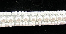 Load image into Gallery viewer, Trim with Three Rows White Bead and Pearls 1.2&quot; wide
