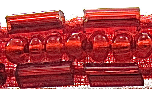 Beaded Trim with Red Austrian Crystal Beads 1/8" Wide - Sold by the Yard