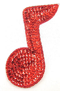 Single Note with Red Sequins and Beads 4" x 3"