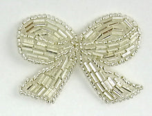 Load image into Gallery viewer, Bow with Silver Beads 1.5&quot; x 2&quot;