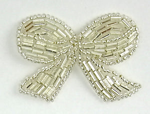 Bow with Silver Beads 1.5" x 2"