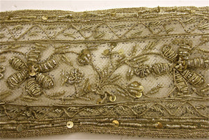 Trim Vintage Bullion with Flowers Very Detailed 3"