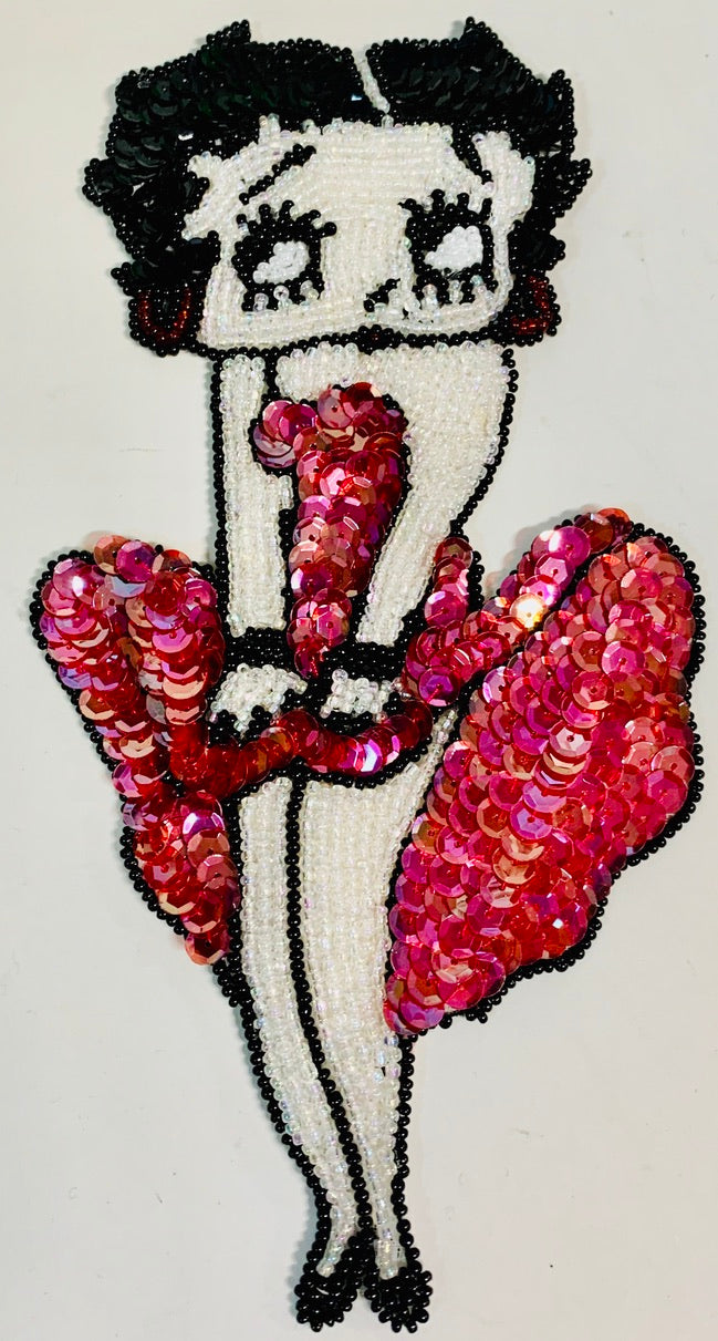 Betty Boop with Fuchsia Skirt and sequins and beads 9