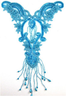 Designer Motif Full Body Bodice with Turquoise Sequins and Beads 14"x10"