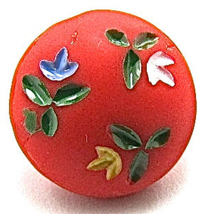 Button Red with Leafs 3/8"
