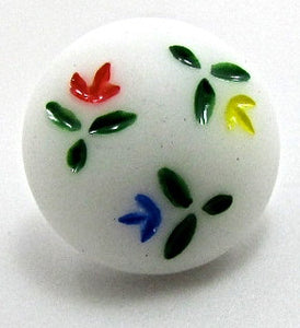 Button with Flower Bud White 3/8"