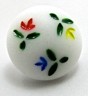 Button with Flower Bud White 3/8